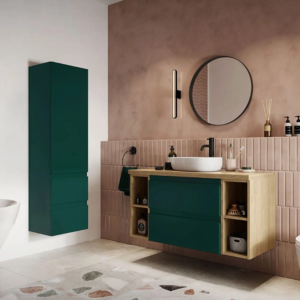 Dulap baie suspendat 60 cm, verde inchis mat, pentru lavoar, Defra Como 60 cm
