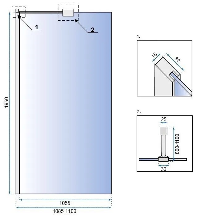 Paravan de dus Aero N 110 transparent