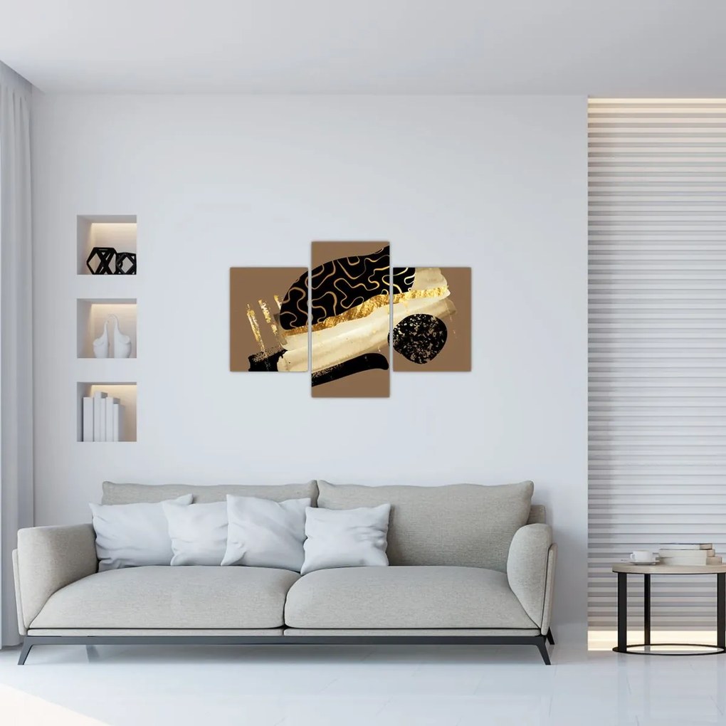 Tablou - Abstracție maro auriu N⁰3 (90x60 cm)