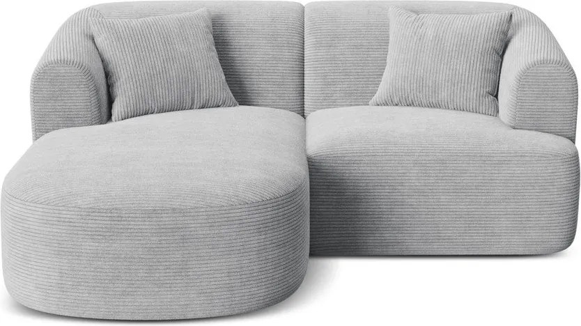 Colțar gri deschis cu tapițerie din catifea reiată (cu colț pe partea stângă/cu șezlong) Campi – Cosmopolitan Design