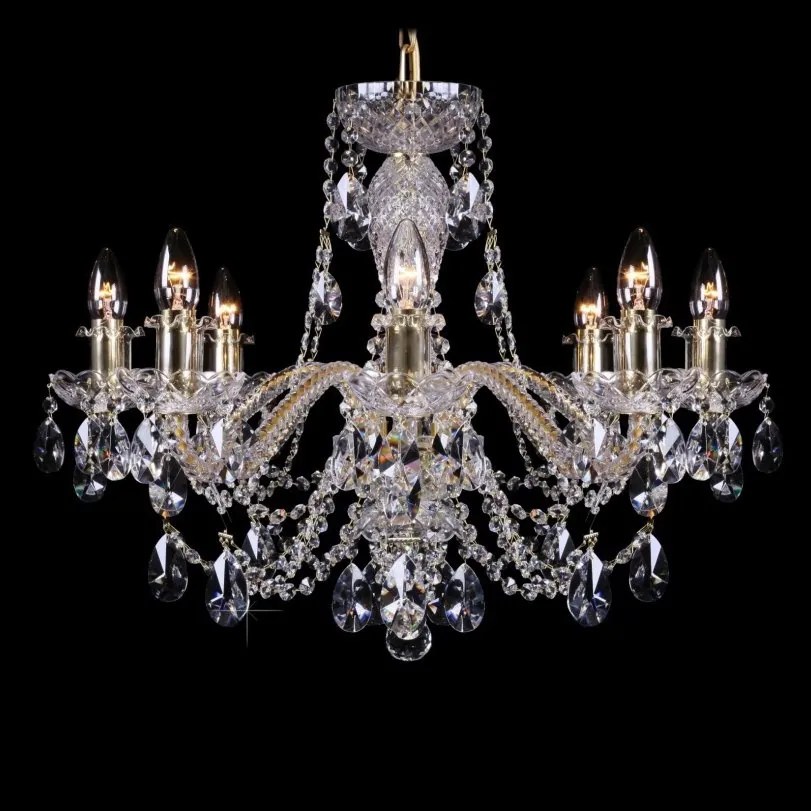 Lustra 8 brate cristal Bohemia L11 009/08/1-A; GOLD, lip.