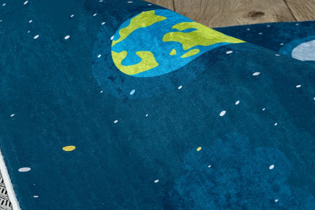 BAMBINO 42810 covor lavabil Rachetă, planete pentru copii anti-alunecare - albastru / maro