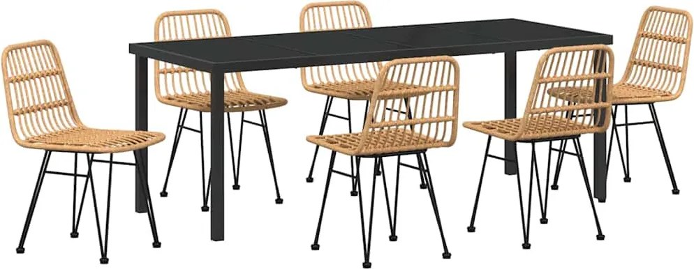 vidaXL Set de masă pentru grădină 7 pcs Maro Oțel vopsit electrostatic