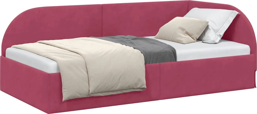 vidaXL Cadru de pat colțar Roșu Vin 100 cm x 200 cm Catifea