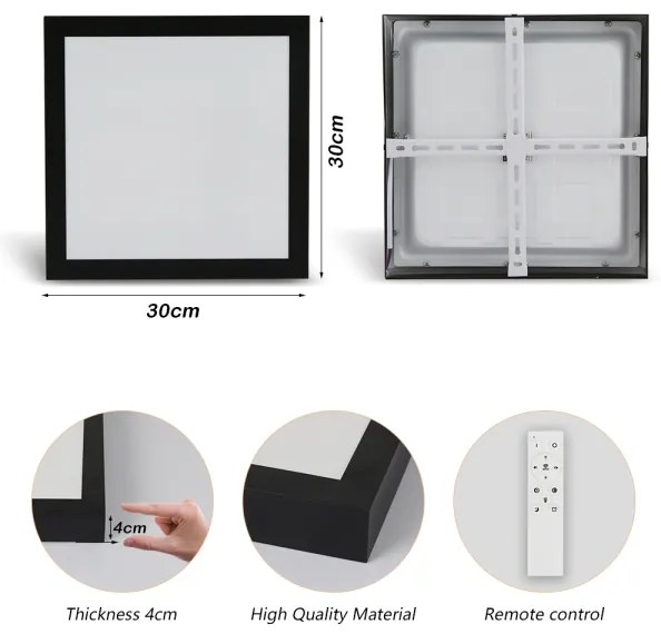 Brilagi-LED Corp de iluminat pentru baie dimerizabil FRAME SMART, LED/24W/230V, IP44, negru + telecomandă