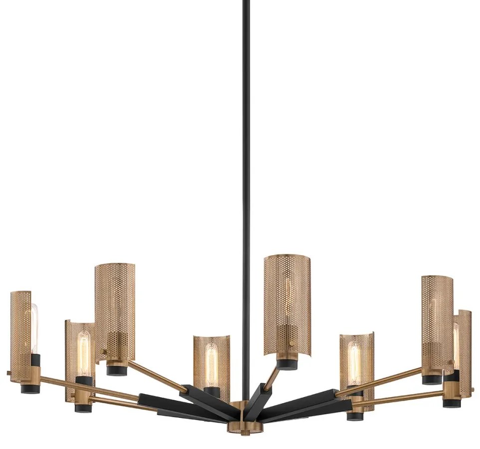 Candelabru design modern PILSEN, negru si nichel satinat, cu 8 surse de lumina