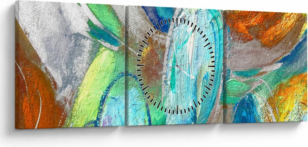 Tablou - Abstract colorat (cu ceas) (90x30 cm)