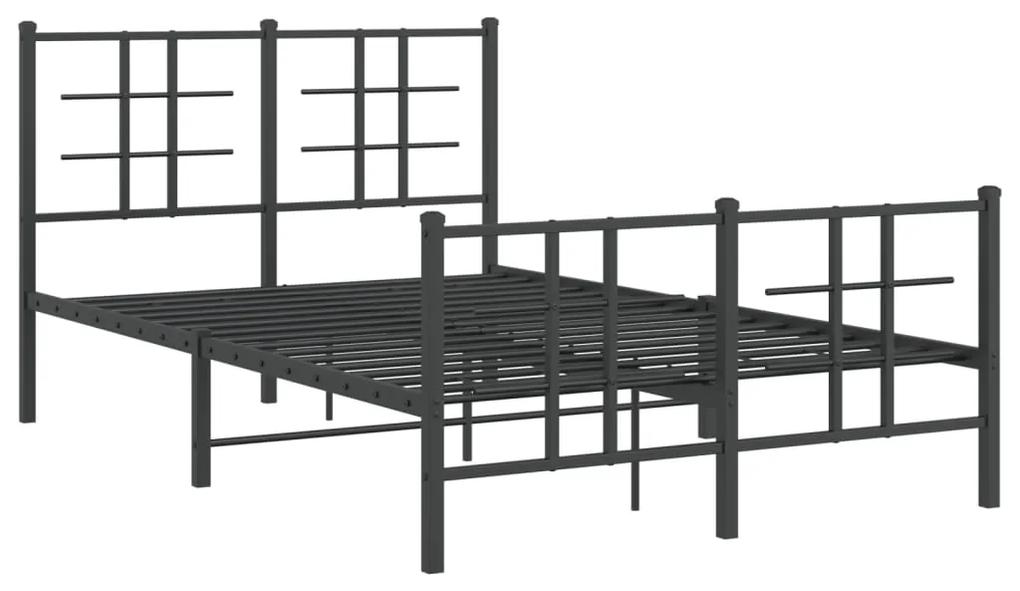 355577 vidaXL Cadru pat metalic cu tăblie de cap/picioare, negru, 120x200 cm