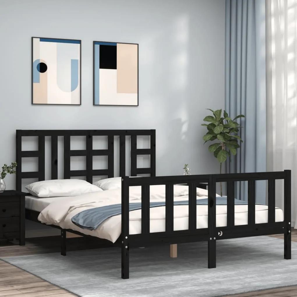 3191985 vidaXL Cadru de pat cu tăblie, negru, 160x200 cm, lemn masiv