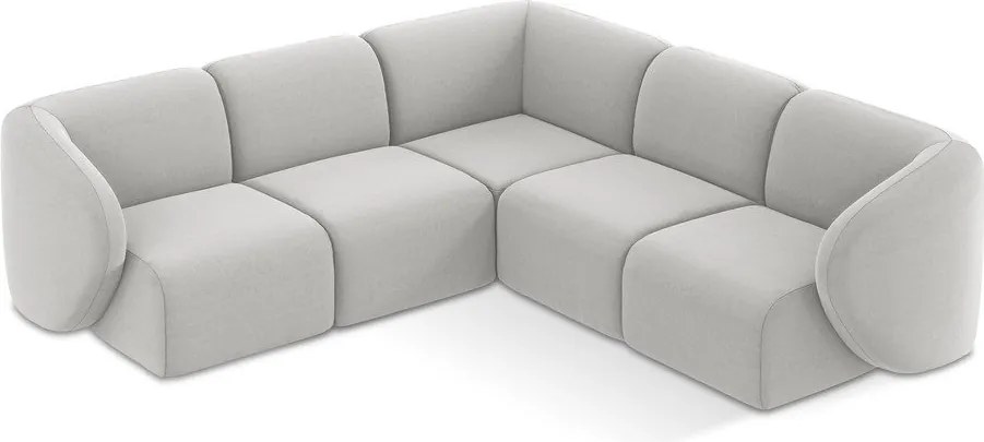 Colțar gri deschis cu tapițerie din catifea Lani – Makamii