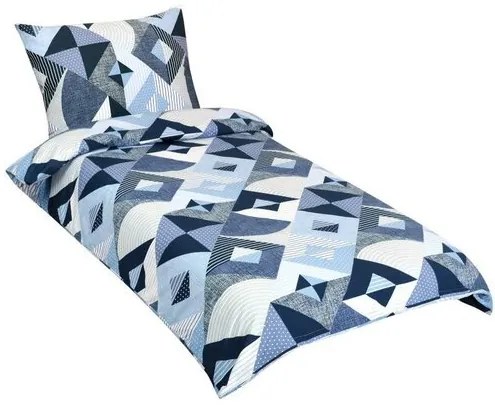 Bellatex Lenjerie de pat din bumbac Geometriealbastră, 140 x 200 cm, 70 x 90 cm