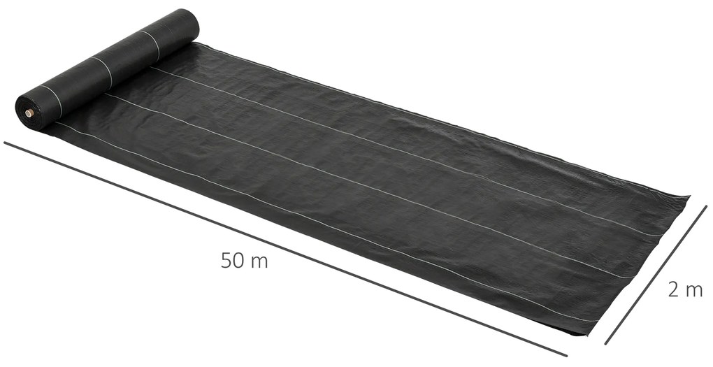 Outsunny Folie Neagră de Mulci 50x2m, Protecție UV, pentru Grădină, Sera, Drenaj Eficient | Aosom Romania