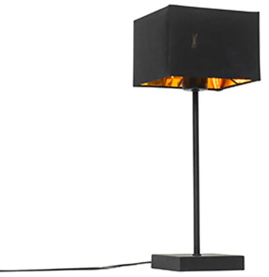 Lampă de masă modernă, umbră din material negru negru cu auriu - VT 1