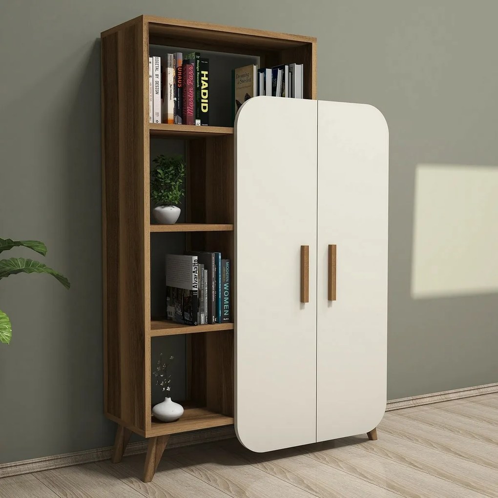 Bibliotecă Form Cream and Walnut