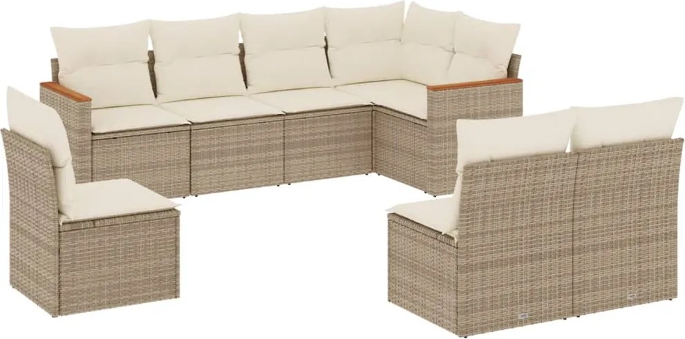 vidaXL Set canapele de grădină, 8 piese, cu perne, bej, poliratan