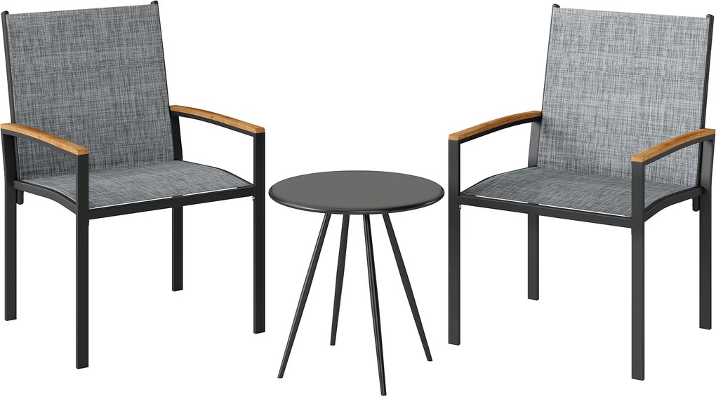 Outsunny Set bistrou 3 piese: Scaune din plasă și masă, Gri mixt. | Aosom Romania