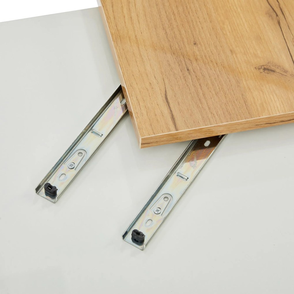 Măsuță de cafea modernă cu finisaj lucios, cu blaturi de masă glisante și 4 sertare, 75x75x33 cm, Alb