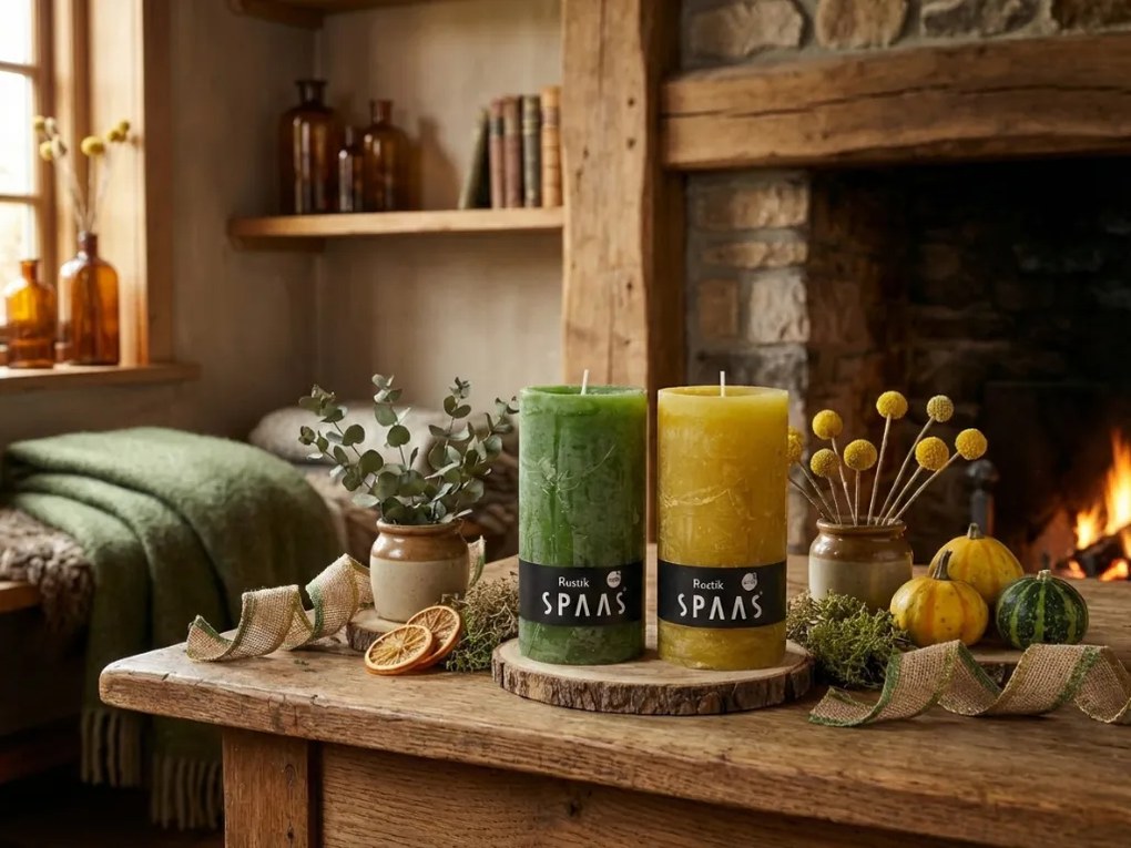 Lumanare stalp SPAAS RUSTIK 13 cm verde