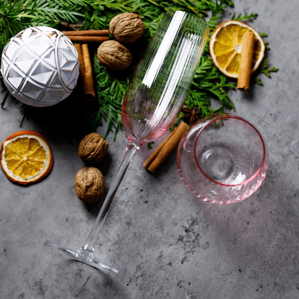 Pahare de şampanie, set de 6, 280 ml, roz, CELESTE TIP 1