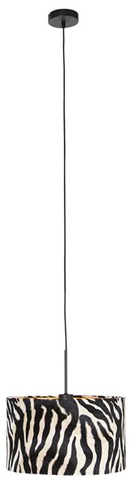 Lampă modernă cu pandantiv neagră cu abajur cu imprimeu zebră 35 cm - Combi