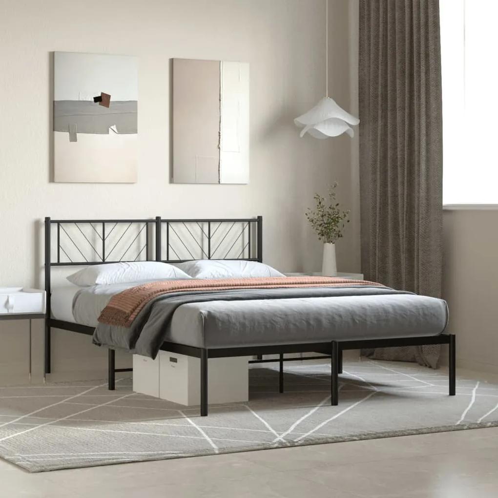 372176 vidaXL Cadru de pat metalic cu tăblie, negru, 120x190 cm