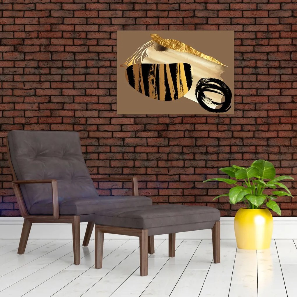 Tablou - Abstracție maro auriu N⁰2 (70x50 cm)