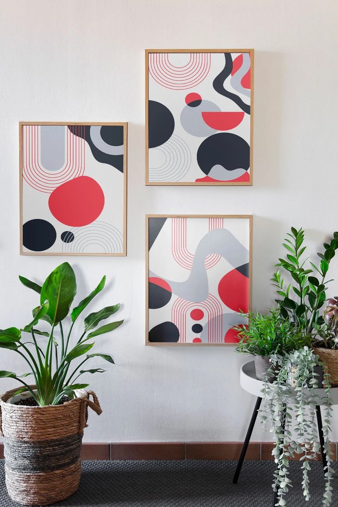 Tablou decorativ înrămat în MDF (3 bucăți), Wallity, Culoare: Multicolor