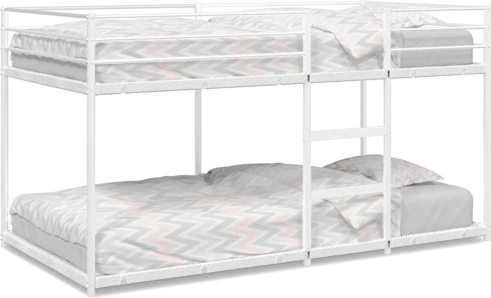 vidaXL Pat supraetajat fără saltea alb 75x190 cm oțel