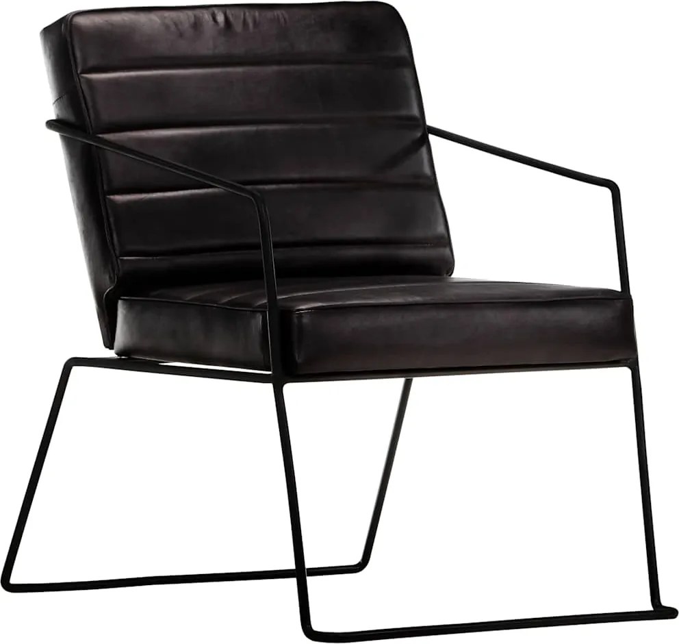 vidaXL Fotoliu, negru, piele naturală