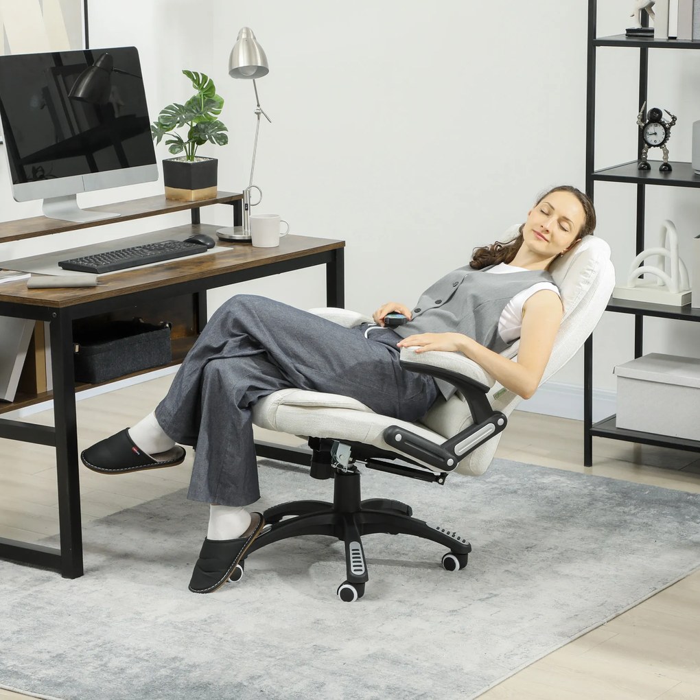 Vinsetto Scaun de birou ergonomic cu funcție de masaj, 68 x 72 x 110–120 cm, Crem | Aosom Romania