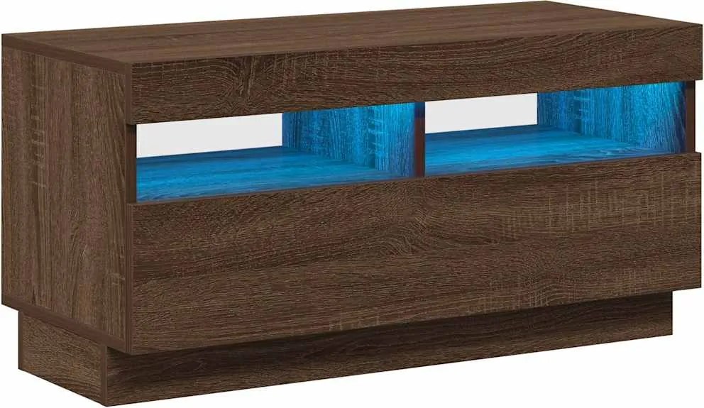 vidaXL Comodă TV cu lumini LED, stejar maro, 80x35x40 cm
