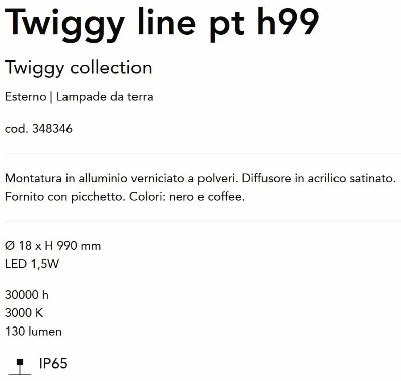 Tarus LED iluminat exterior IP65 Twiggy line pt H-99cm negru