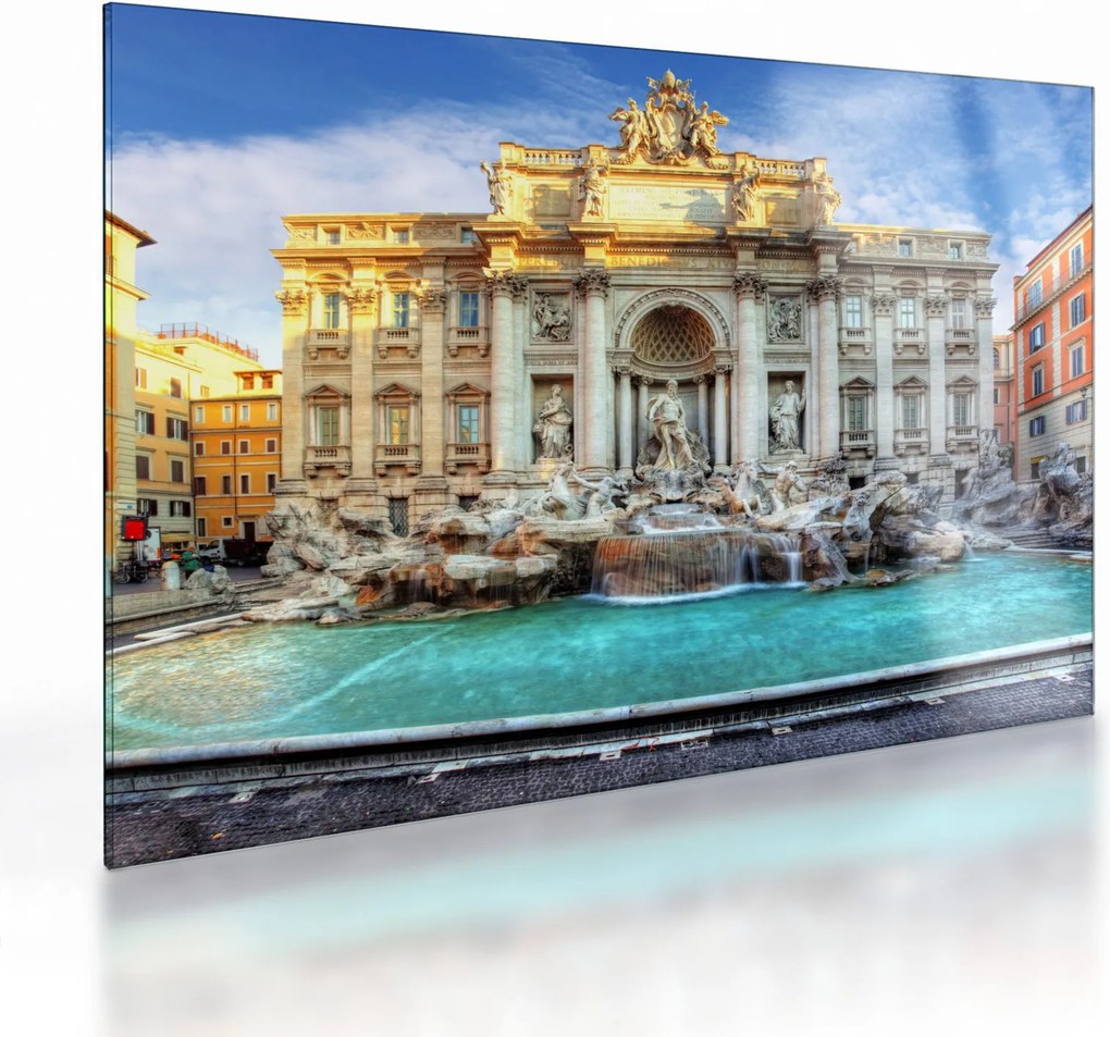 Tablou pe sticlă - Fântâna Trevi (70x50 cm)
