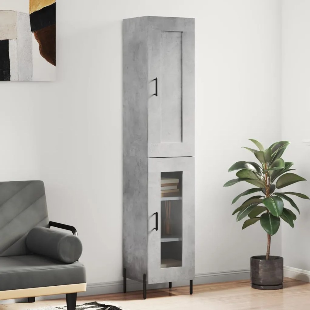 vidaXL Dulap înalt, gri beton, 34,5x34x180 cm, lemn prelucrat