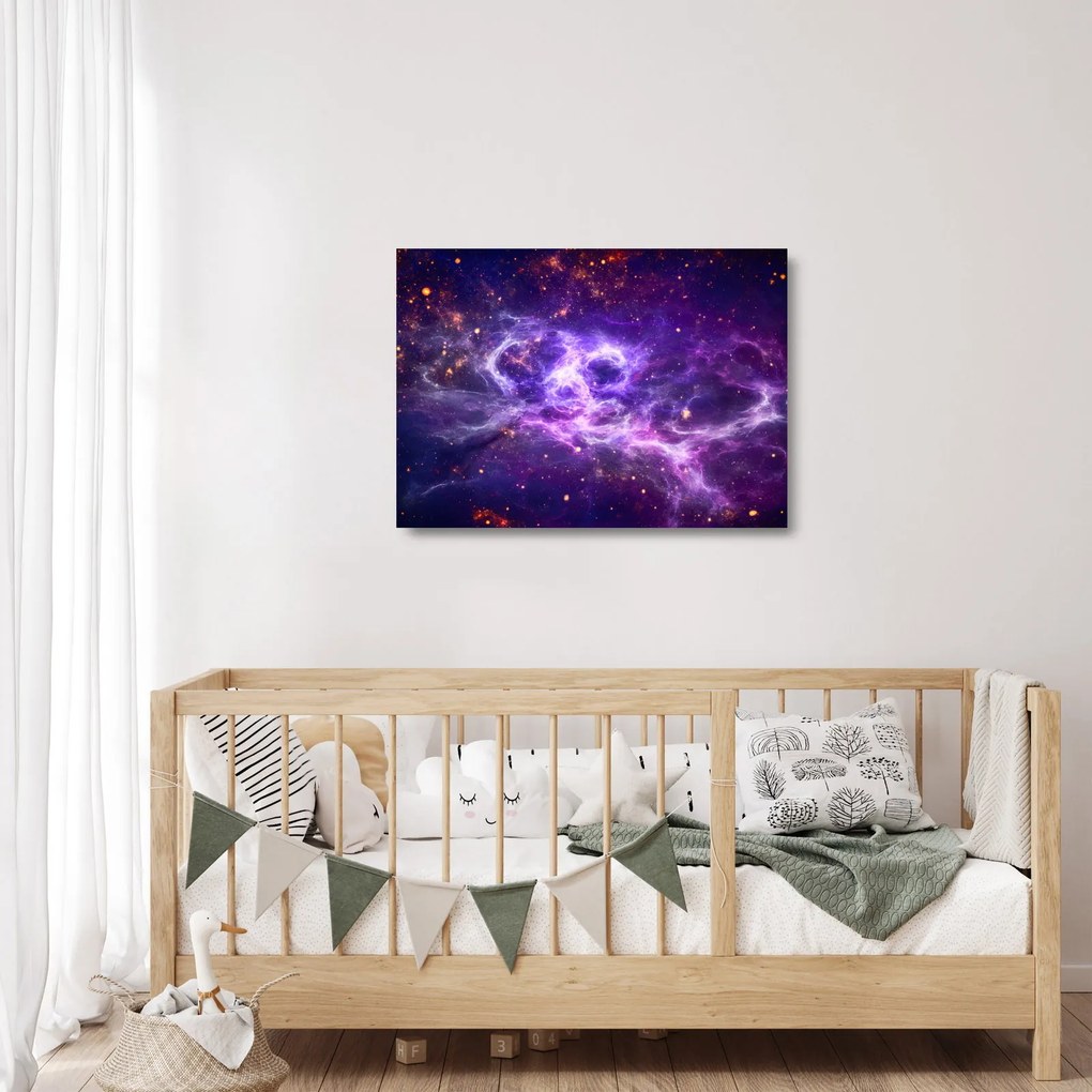 Tablou pe sticlă - Universul violet (70x50 cm)