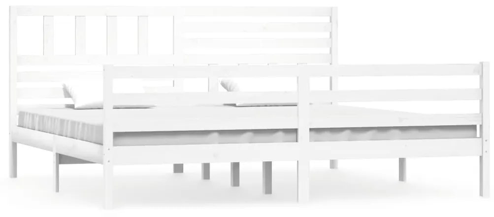 3101109 vidaXL Cadru de pat, alb, 200x200 cm, lemn masiv