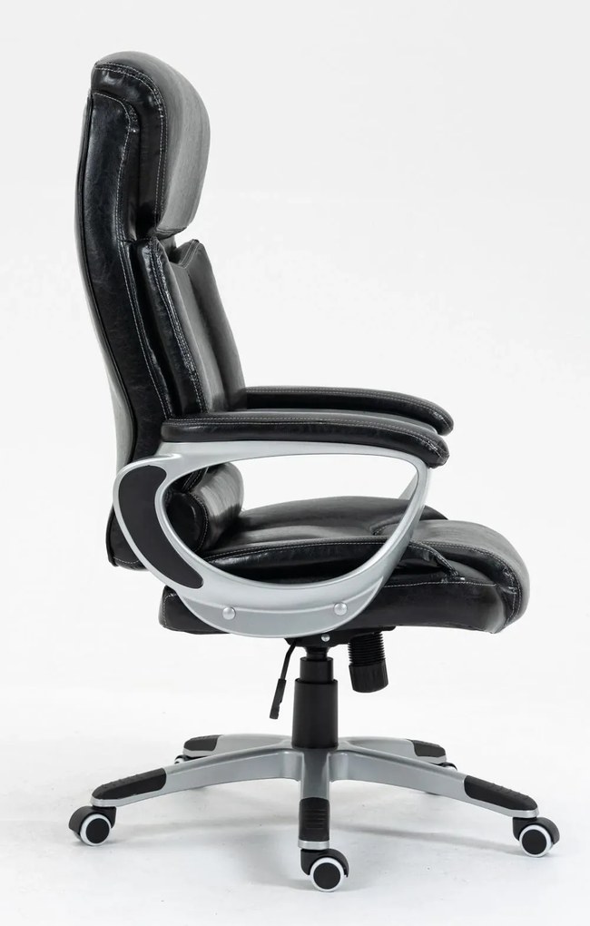 RESIGILAT- Scaun directorial, înălțime reglabilă, piele ecologică Premium, rezistent 150 kg, balans, Negru