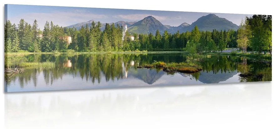 Tablou panoramă inedită a munților lângă lac