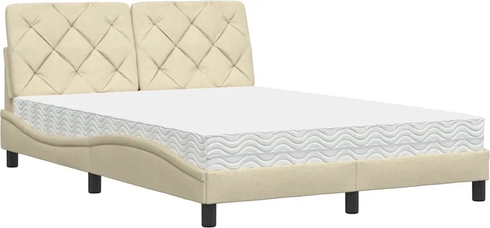 vidaXL Pat cu saltea, crem, 140x200 cm, textil