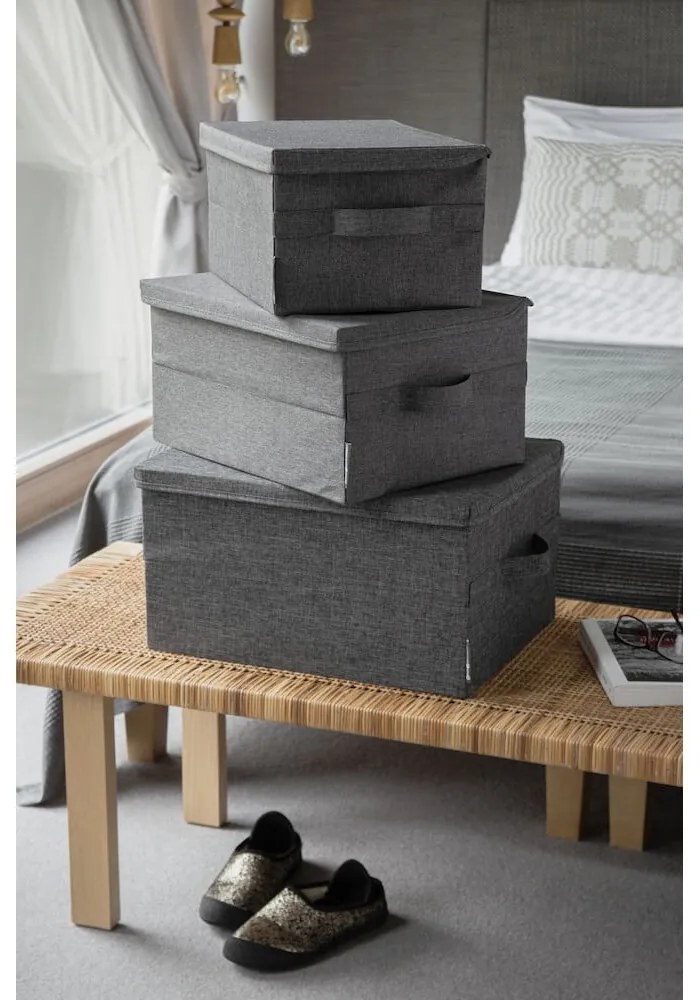 Cutie de depozitare gri din material textil cu capac 35x19x26 cm Soft Storage – Bigso Box of Sweden