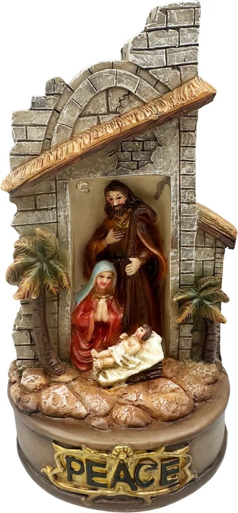Decor Craciun - Scena religioasa NATIVITY, Muzica si LED, 20cm