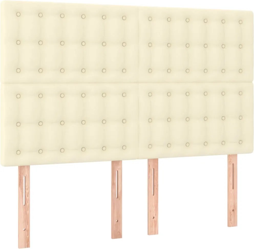 vidaXL Tăblie de pat crem 144x5x118/128 cm piele ecologică