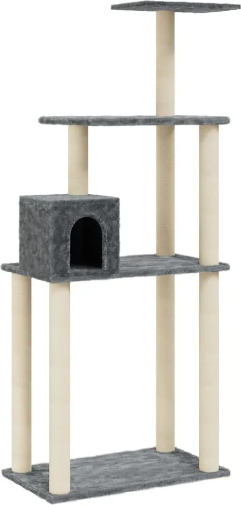 vidaXL Ansamblu pisici cu stâlpi din funie de sisal, gri închis 147 cm