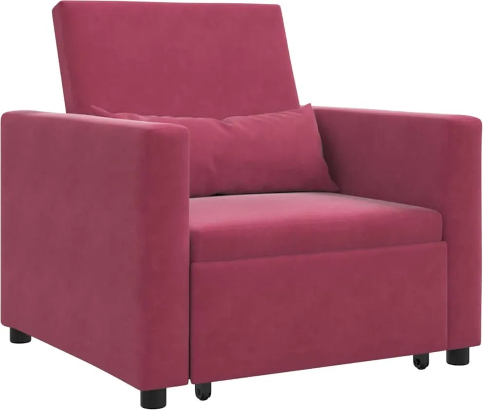 vidaXL Canapea extensibilă single bordo 90 x 165 x 87 cm Catifea