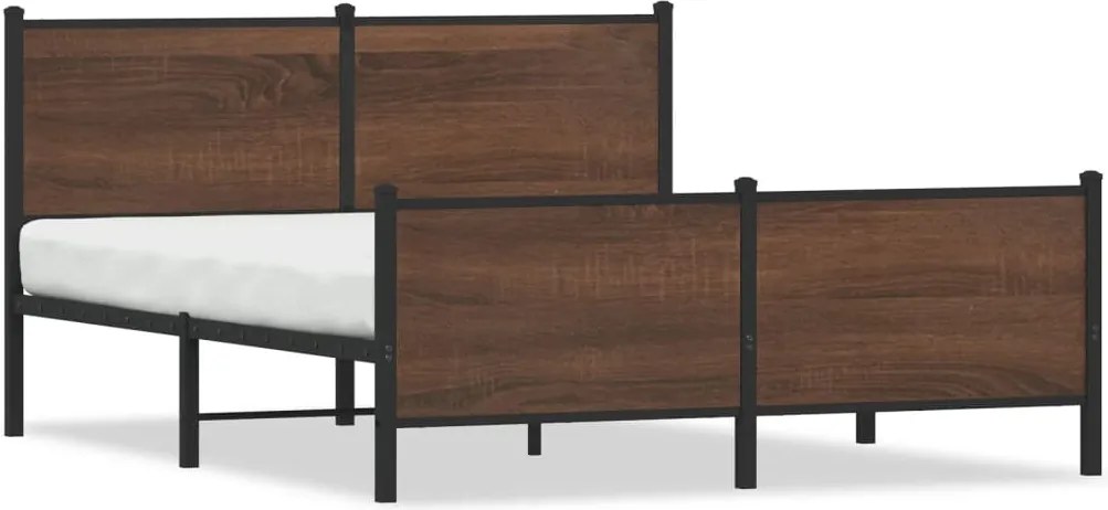 vidaXL Cadru pat metalic fără saltea, stejar maro, 150x200 cm