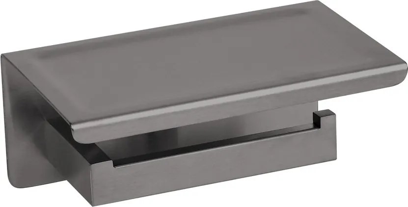 Suport hartie igienica Balneo Qarx cu raft Gun Metal mat