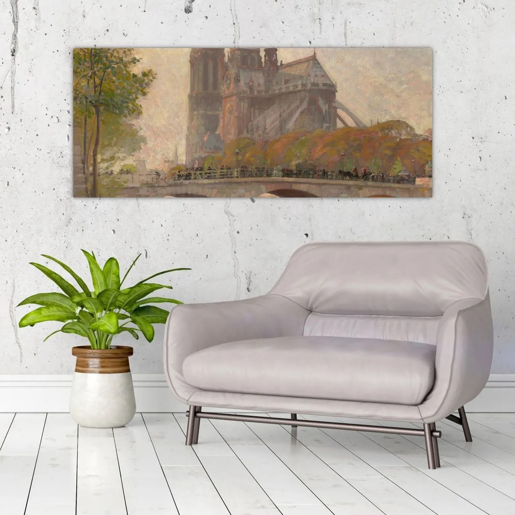 Tablou - Robert William Vonnoh, Notre Dame de Paris, reproducere (120x50 cm)