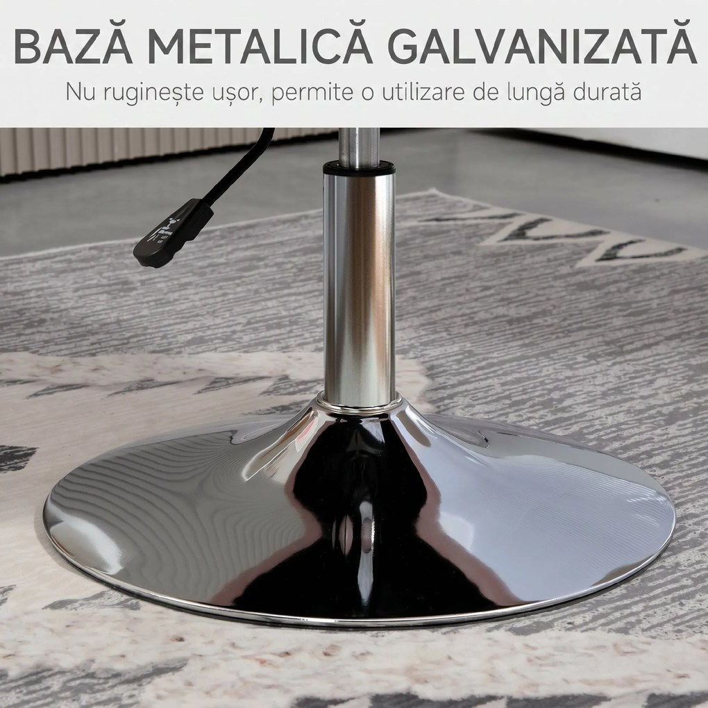 HOMCOM Scaun de birou pivotant la 360° cu Inaltime Reglabila din Material Respirabil, cu Perna, 60x60x79-91 cm, Gri | Aosom Romania