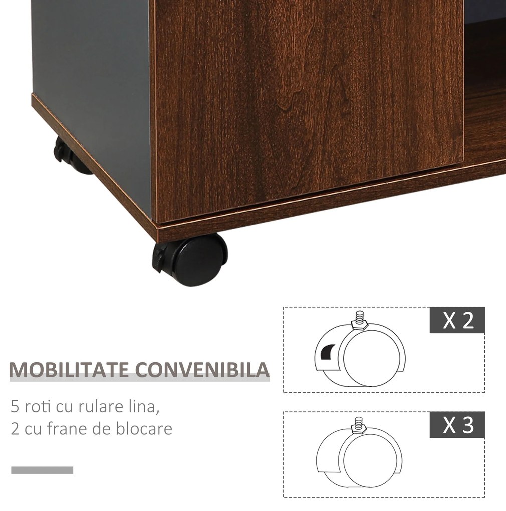 HOMCOM Dulapior Birou Elegant cu Design Funcțional, 100x40x66cm, Nuc Gri | Aosom Romania