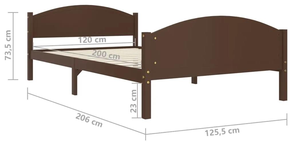 Cadru de pat, maro inchis, 120x200 cm, lemn masiv de pin Maro inchis, 120 x 200 cm